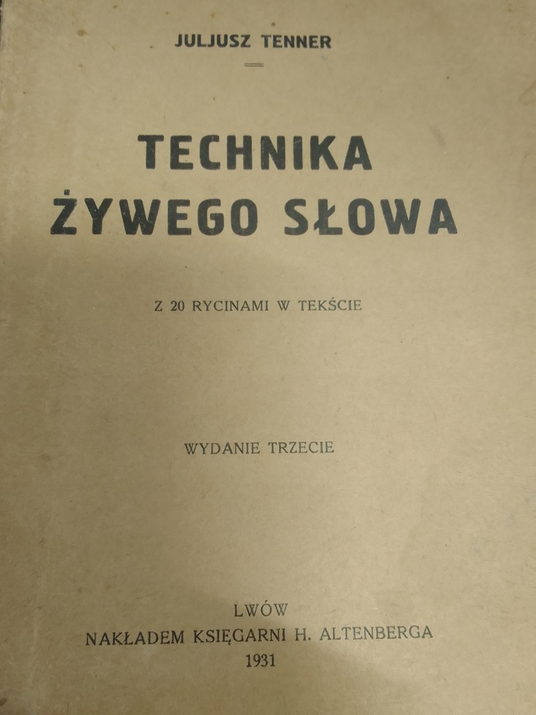 Tenner TECHNIKA ŻYWEGO SŁOWA 1931