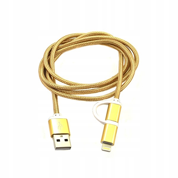 KABEL USB 2w1 NYLONOWY LIGHTNING / MICRO USB 1m