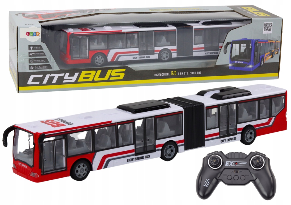 AUTOBUS MIEJSKI ZDALNIE STEROWANY RC CZERWONO-BIAŁY -Chłopcy- LEAN Toys