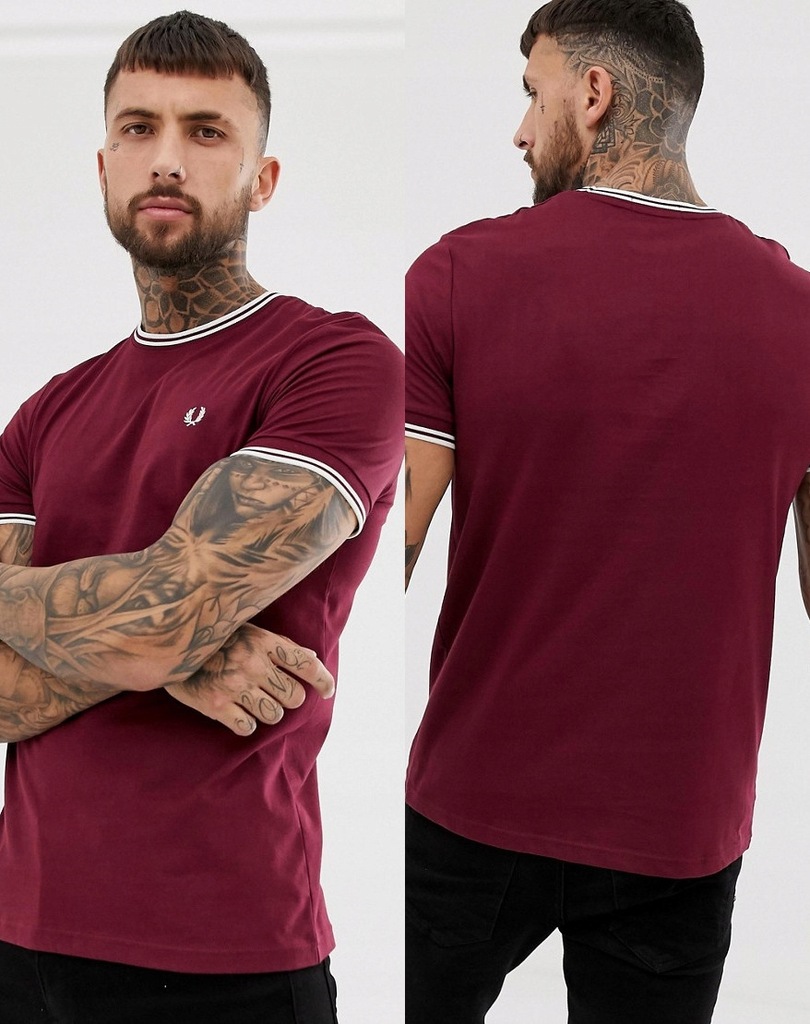 F-2-11-23 FRED PERRY T-SHIRT GŁADKI LOGO ROZM M