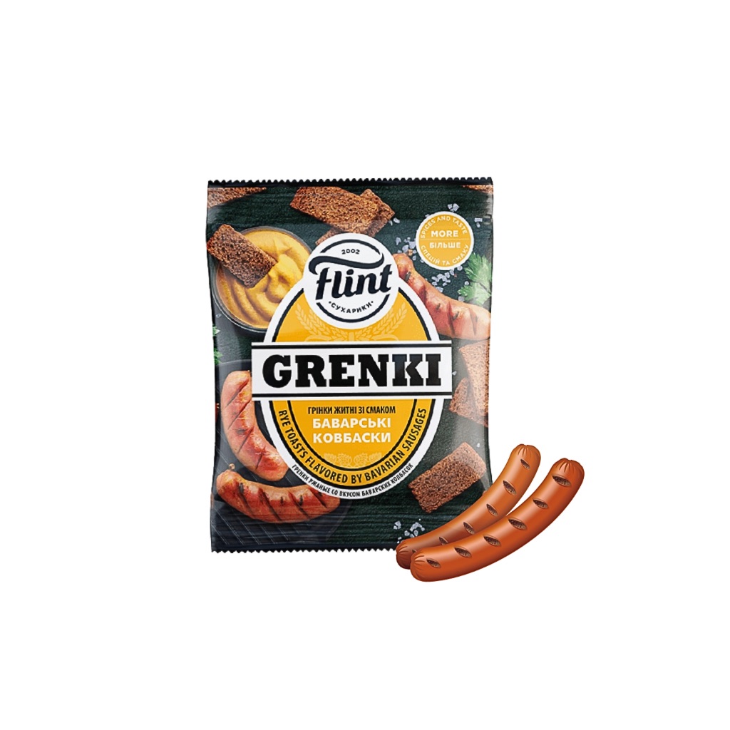 Sucharki żytnie o smaku kiełbas bawarskich Grenki "Flint" 70g