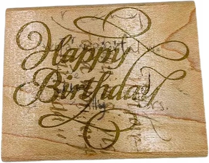 7143-6 RUBBER k#o STEMPEL DREWNIANY HAPPY BIRTHDAY