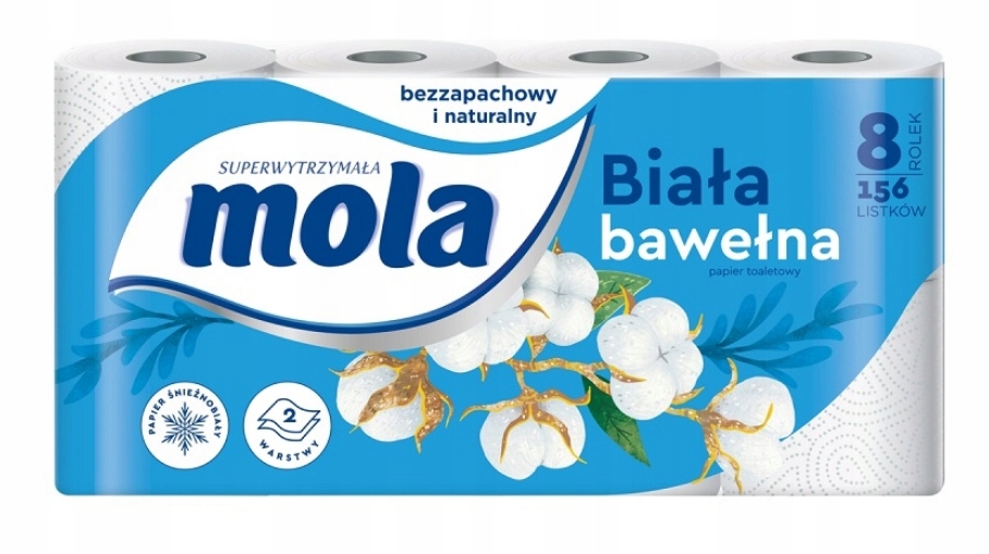 Papier toaletowy Mola A8 biały BAWEŁNA!