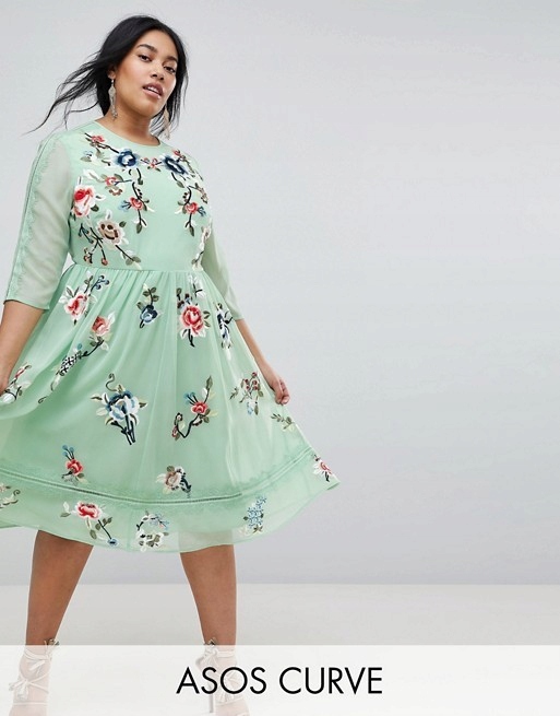 Asos Premium 52 6XL miętowa sukienka koronka hit