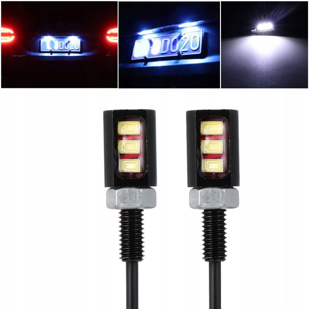 2 x 2x OŚWIETLENIE LAMPKA PODŚWIETLENIE TABLICY REJESTRACYJNEJ 3x LED MOTOC