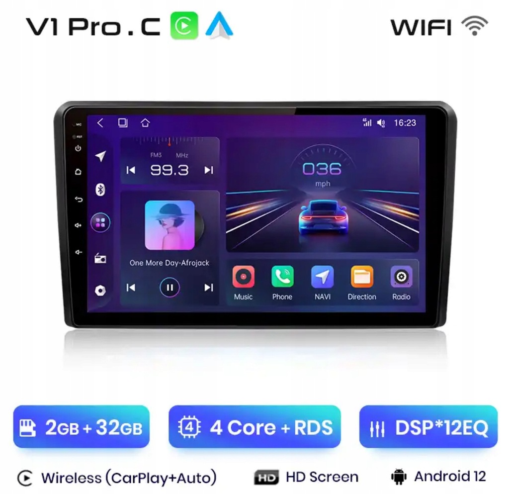 Multimedia System Gps Najnowszy Android CarPlay Audi A3 8P 2003-2013