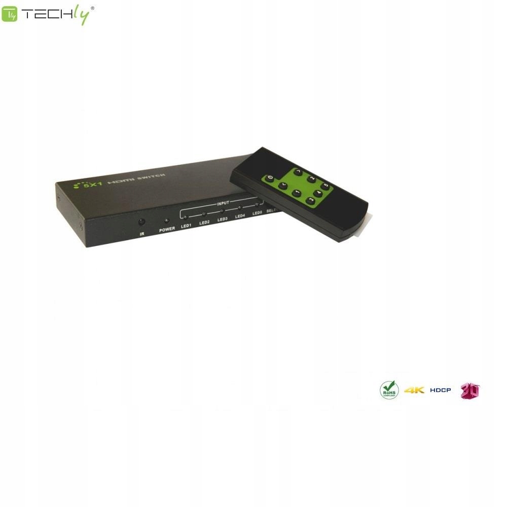 Przełącznik Techly Hdmi 5/1 z pilotem, 4K2K 3D,