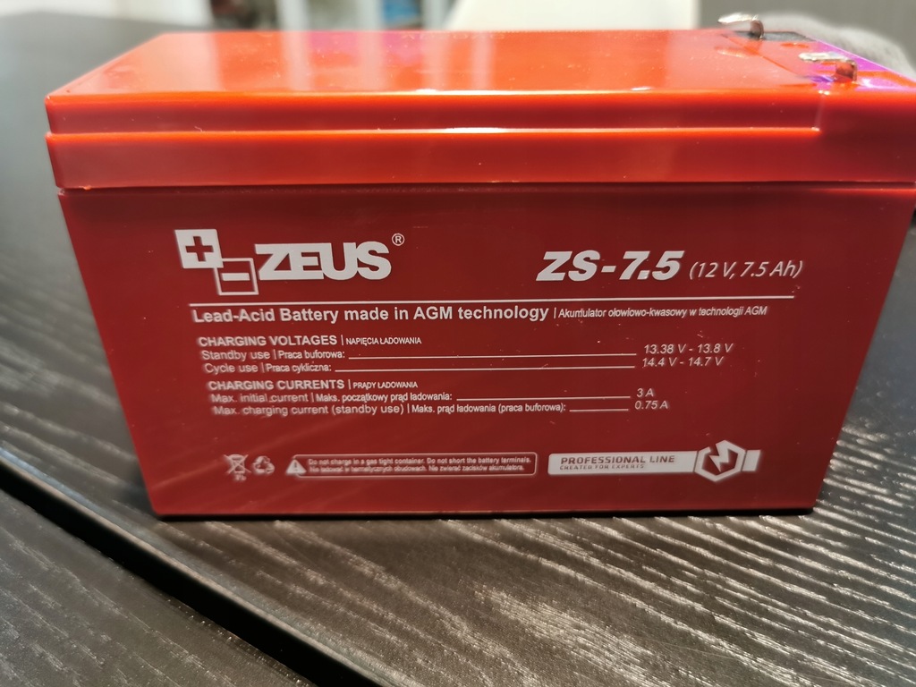 Akumulator ZEUS 12 V 7,5 Ah ZS-7.5