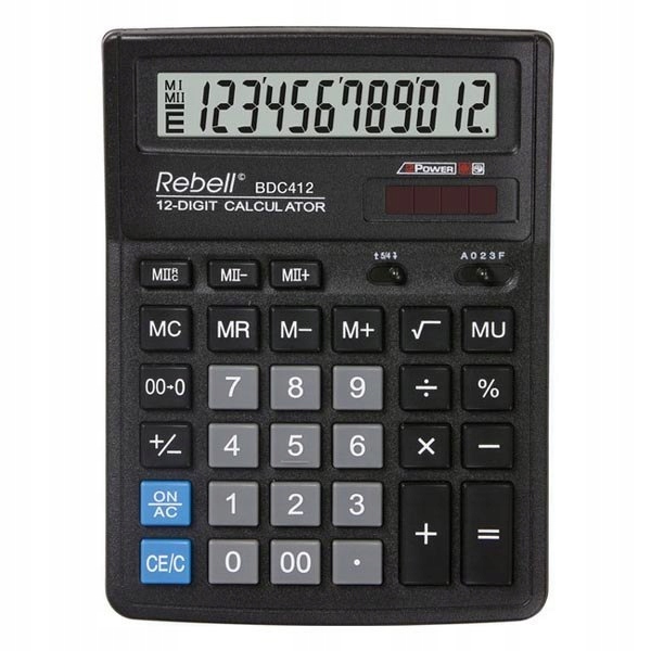Rebell Kalkulator RE-BDC412 BX, czarna, biurkowy,