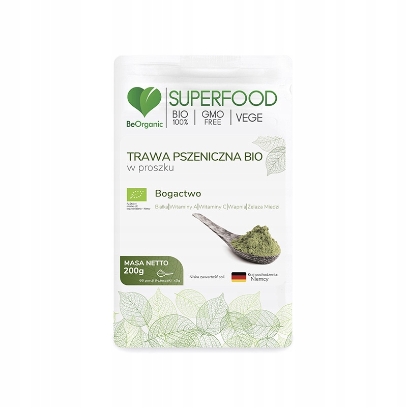 BEORGANIC TRAWA PSZENICZNA BIO W PROSZKU - 200g