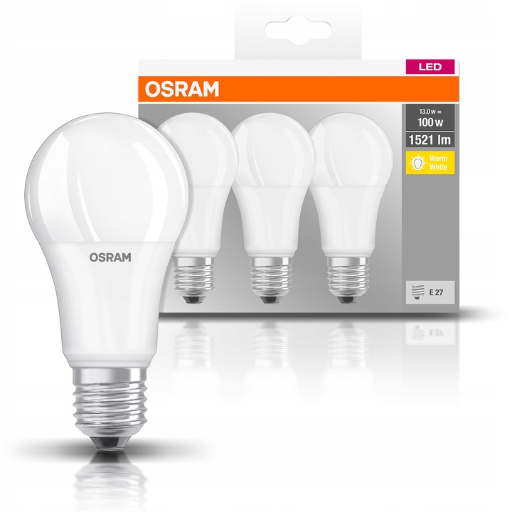 Купить Светодиодная лампа Osram 13Вт = 100Вт E27 цвет 27000К x3: отзывы, фото, характеристики в интерне-магазине Aredi.ru