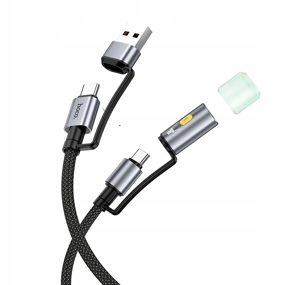 HOCO kabel All-in-one USB A / Typ C do Typ C / LED Light 3A 60W U138 1,2 m