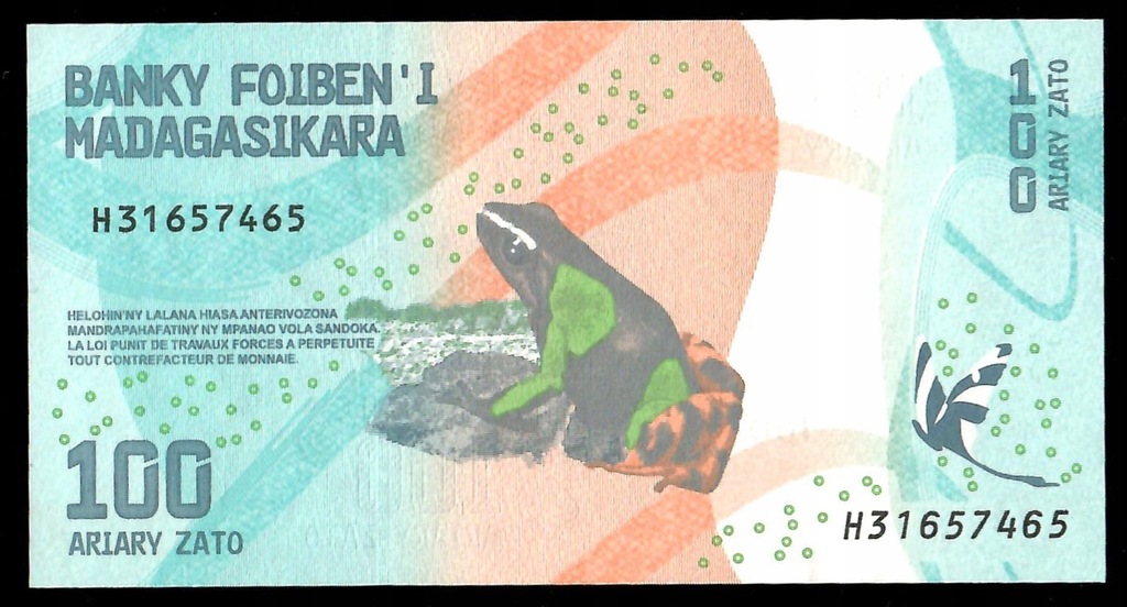 Madagaskar - 10x100 ariary 2017 (UNC)