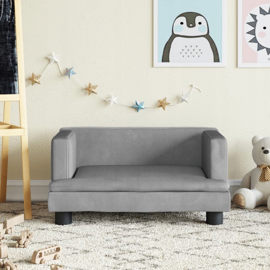 VidaXL Sofa dla dzieci, jasnoszara, 60x40x30 cm, aksamit