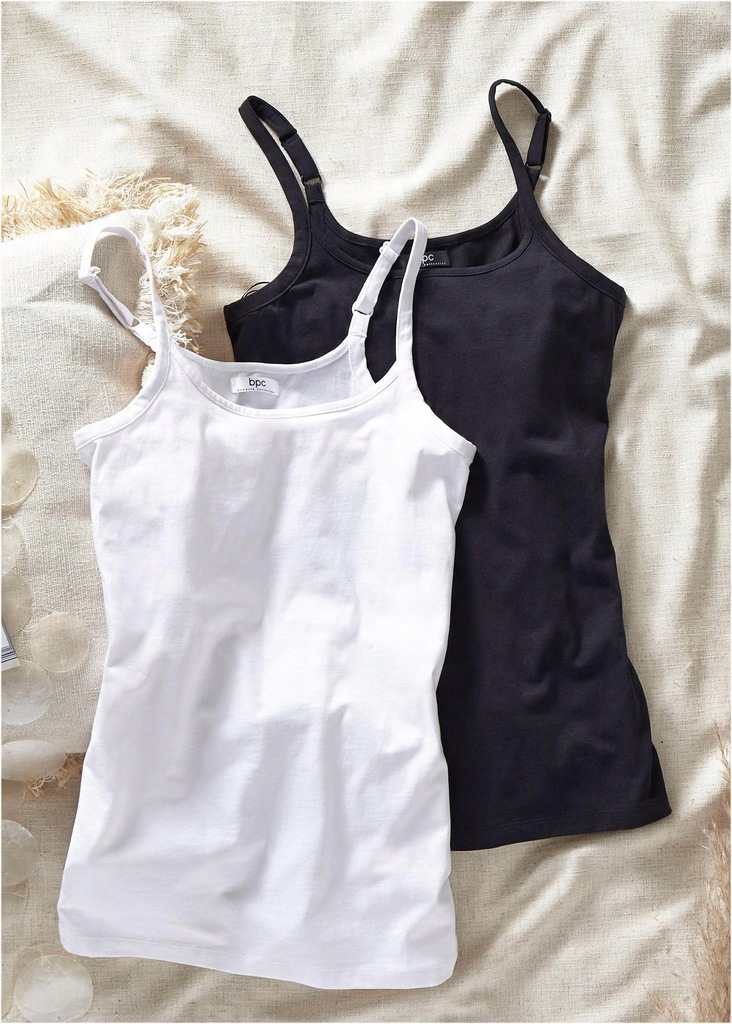 TOP NA RAMIĄCZKACH Z BAWEŁNY BIAŁY 1W12E21 Bonprix 56/58