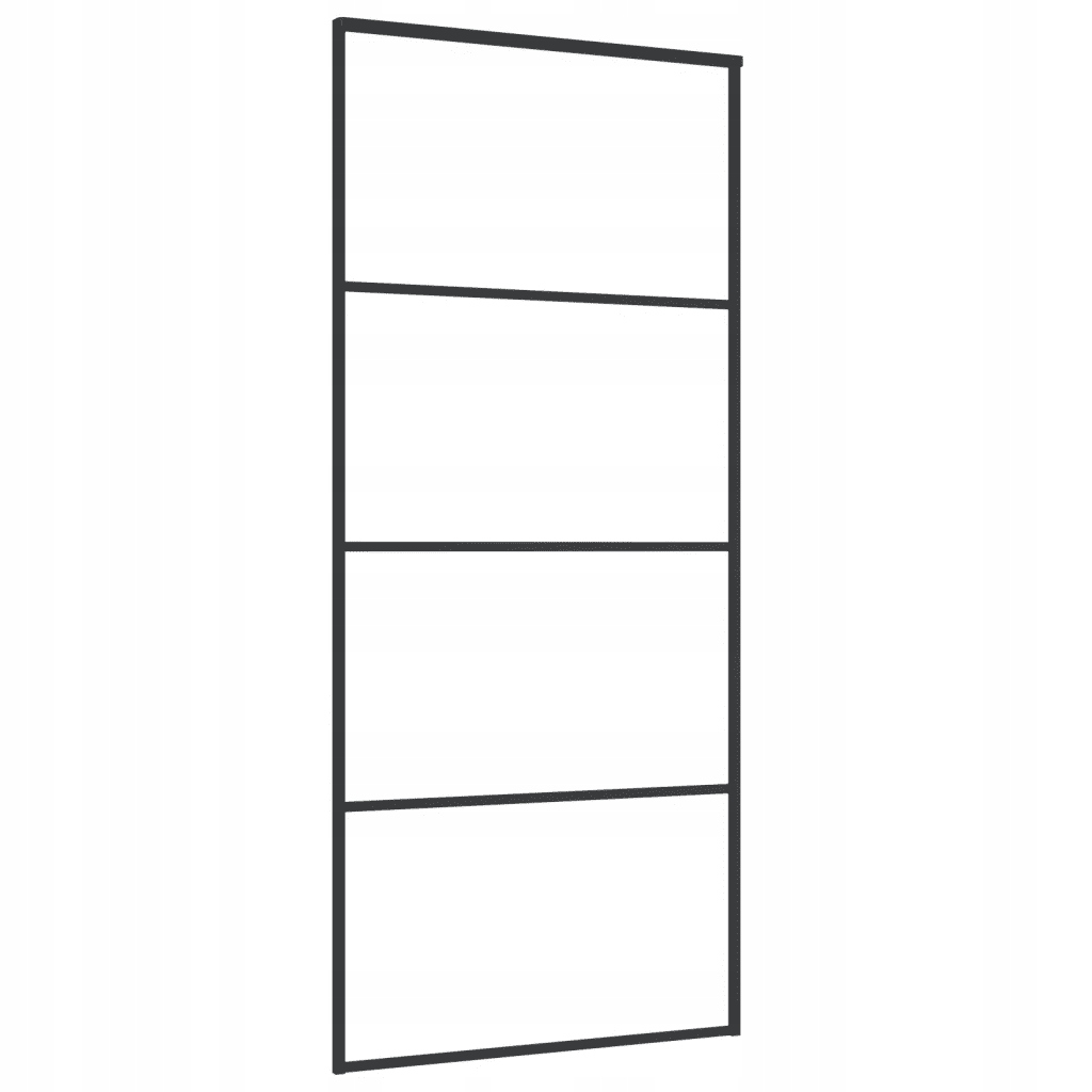 vidaXL Drzwi przesuwne, szkło ESG i aluminium, 90x205 cm, czarne