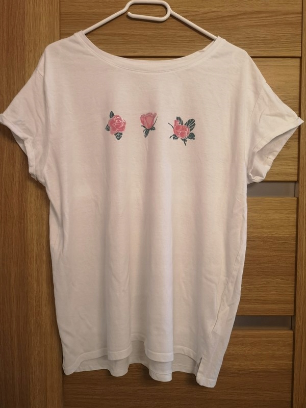 Reserved bluzka koszulka biała róże XL 42