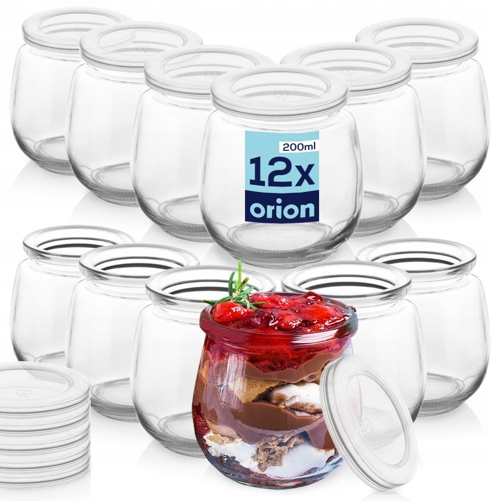 12x Słoik SZKLANY słoiczek pojemnik pucharek kubek na jogurt desery 200 ml