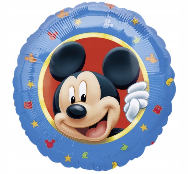 Balon foliowy Myszka Mickey niebieski okrągły 46 c