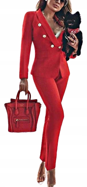 MD czerwony zestaw żakiet + spodnie M/38