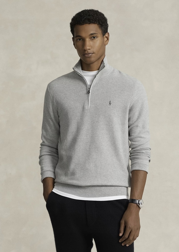 Grey Polo Ralph Lauren Pima Texture Polo Ralph Lauren Texture Pima