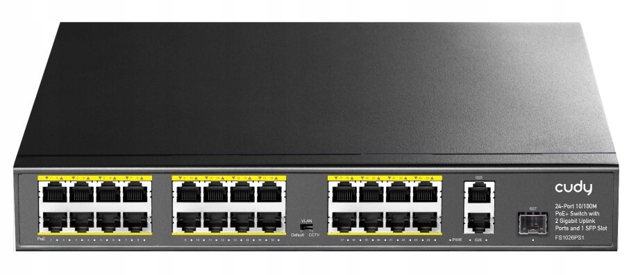 Switch Cudy FS1026PS1 24-port PoE+ do kamer IP monitoring SFP 300W do 250m