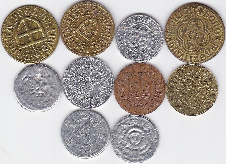 Zestaw monet i żetonów 10 sztuk (6)