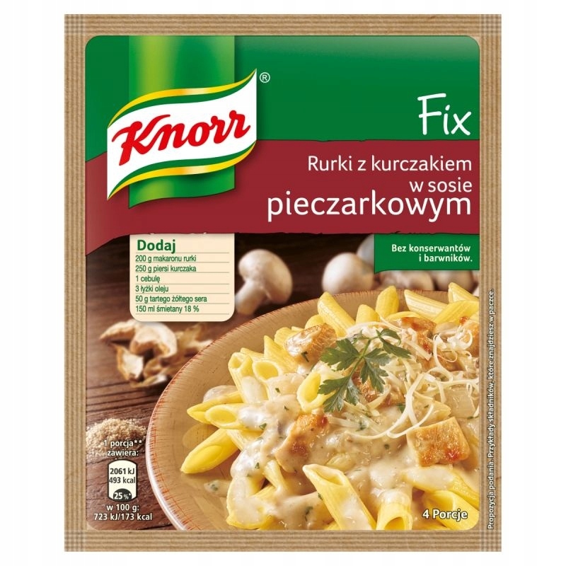 Knorr Fix Rurki z kurczakiem + sos pieczarkowy 33g