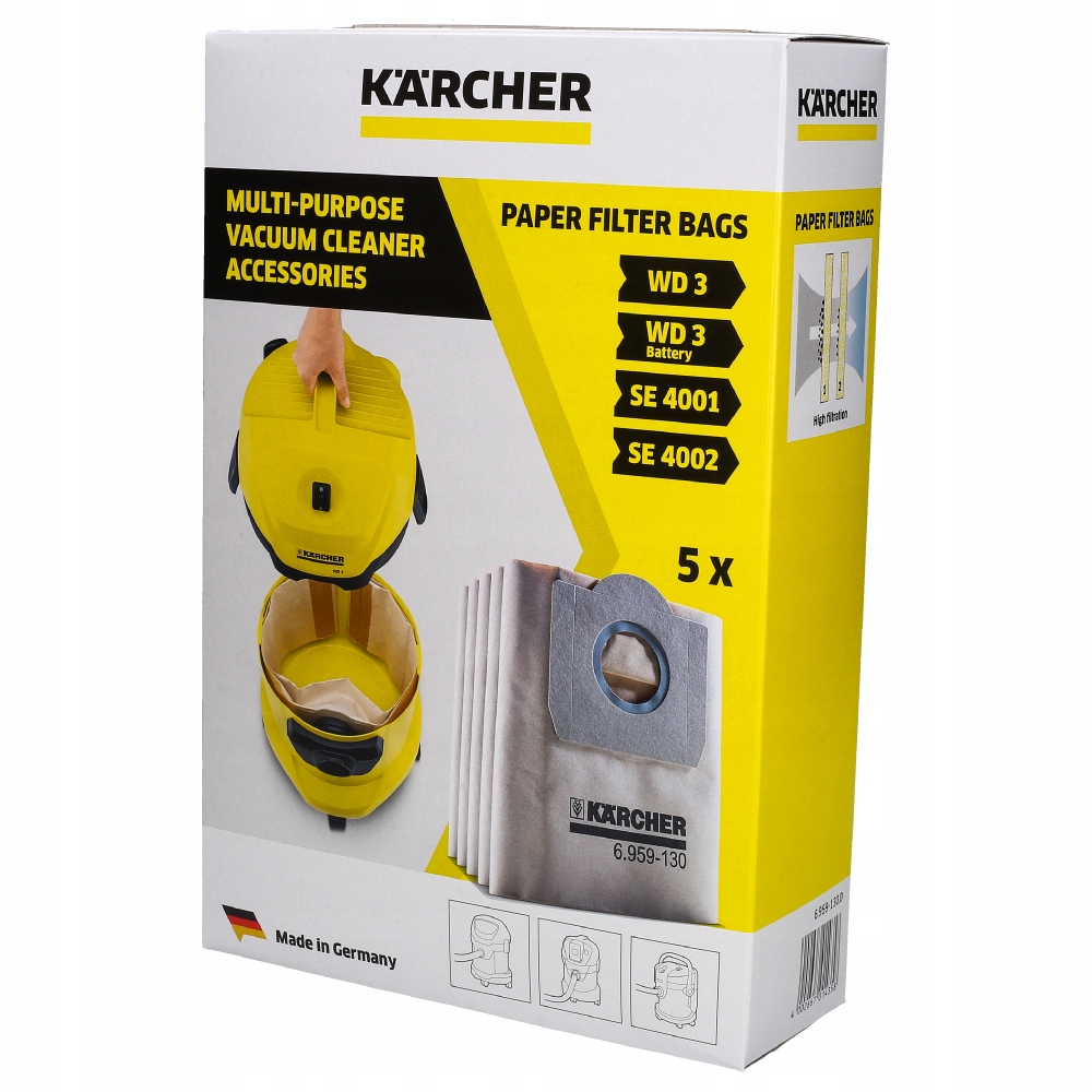 12 Sac pour Aspirateur Karcher 6.959-130.0 MV 3 / WD 3.xxx/A 22xx / A 25xx  / A26xx /SE 4001, 4002 