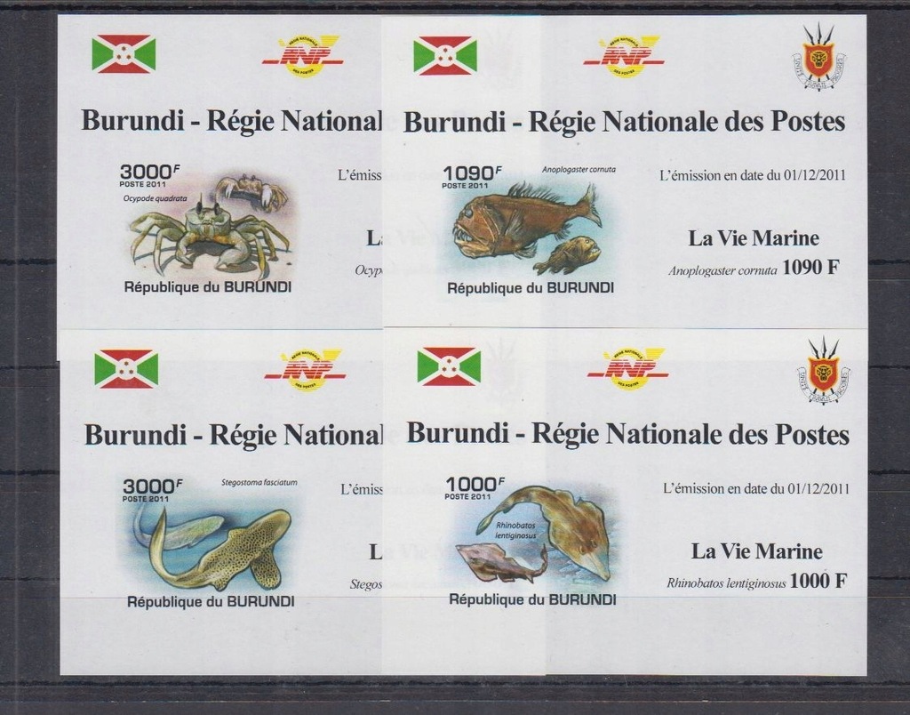 T2 MNH Burundi, ryby DELUX imperf