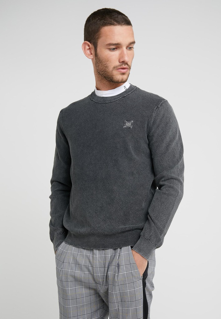 A1A106*HUGO BOSS SWETER LOGO CZARNO BIAŁY XL S01