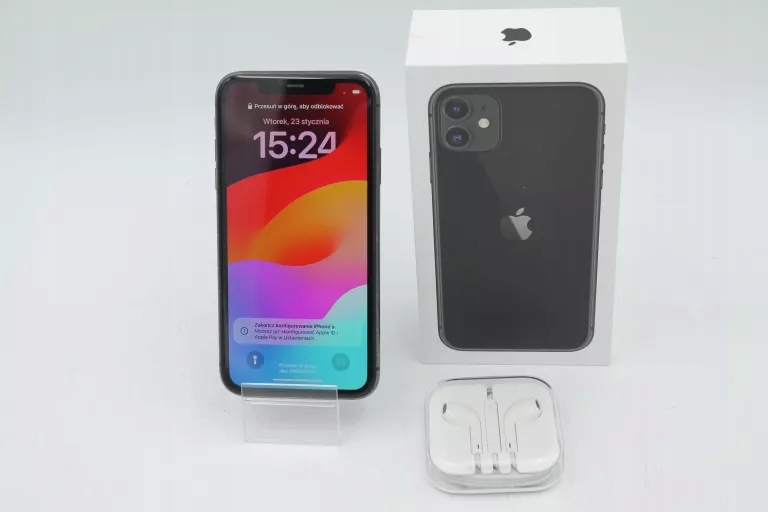 IPHONE 11 128GB CZARNY, KOMPLET, ZADBANY