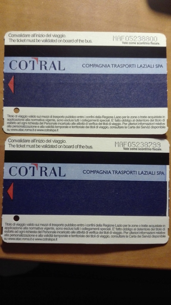 2 bilety - komunikacja włoska COTRAL