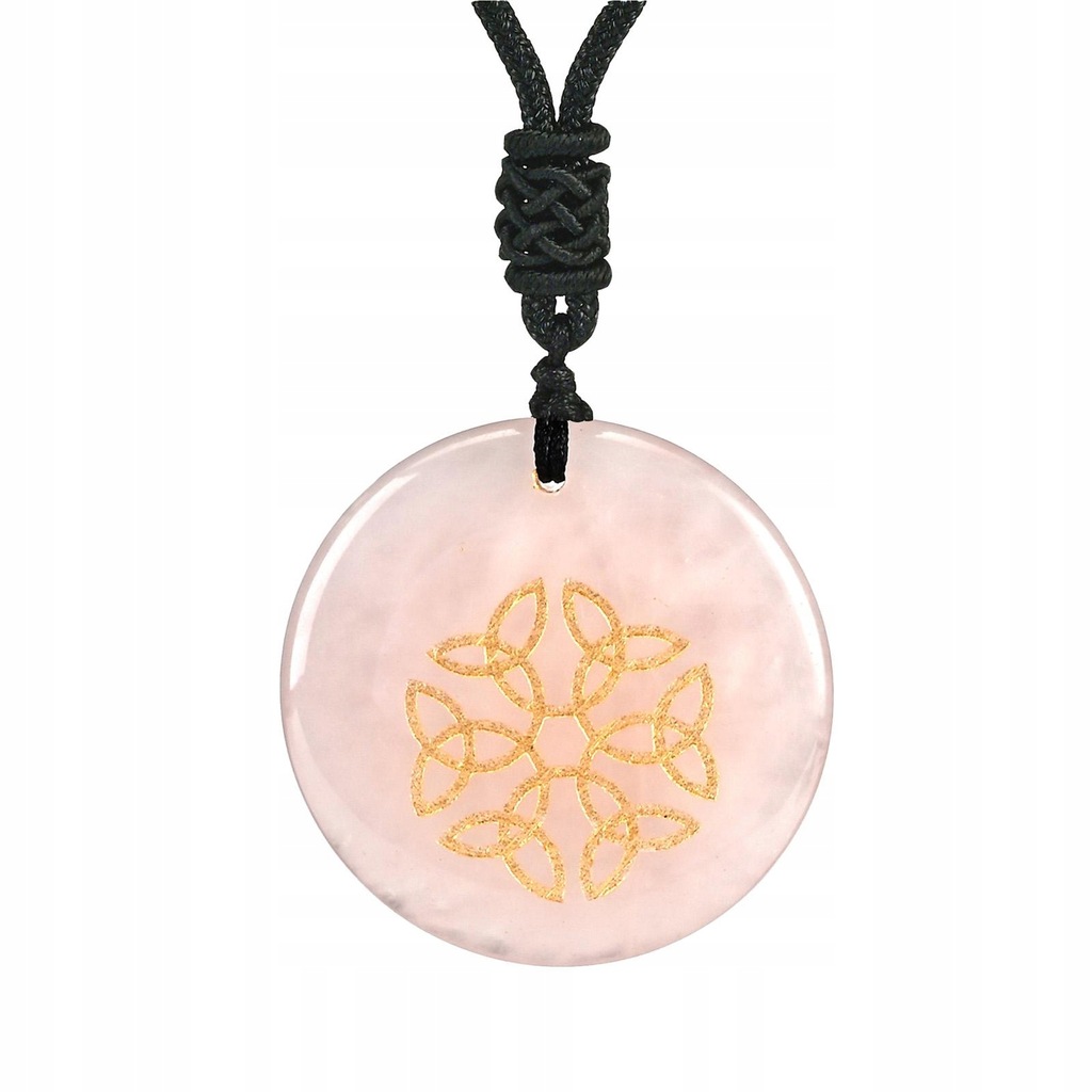 Round Pendant Necklace with Hand Woven Rope Pink