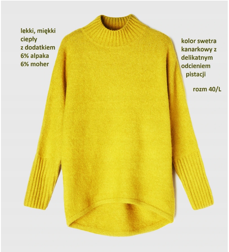 MOHITO 40/L sweter, kolor kanarek odcień pistacja