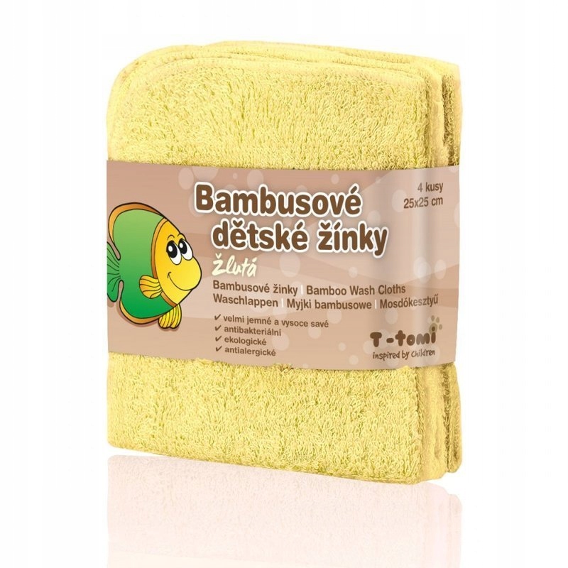 Tomi, Myjki Bambusowo-bawełniane Żółte 4 szt