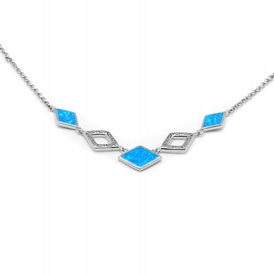 Srebrny Naszyjnik Kolia z Niebieskim Opalem