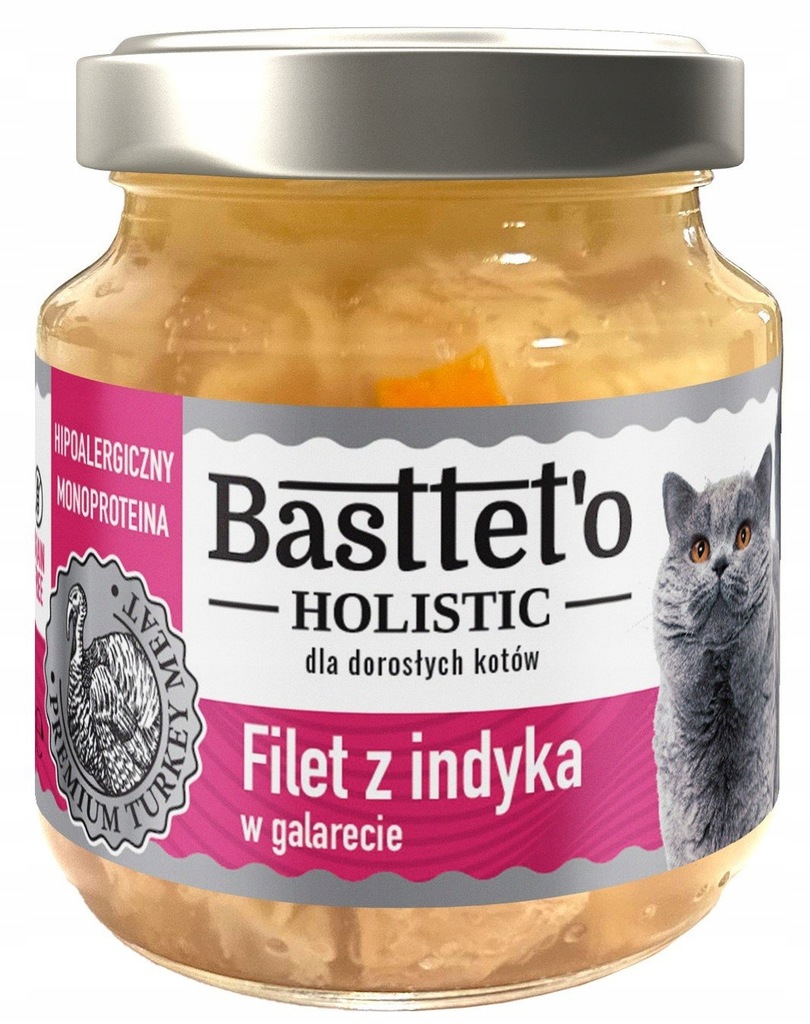 Basttet'o Holistic | Filet z indyka w galaretce dla dorosłych kotów 130g