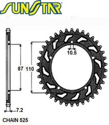 ZĘBATKA NAPĘDZANA STALOWA SUNSTAR SUNR1-4386-45