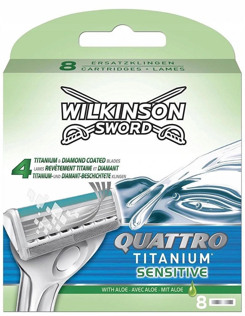 8 X WILKINSON QUATTRO TITANIUM SENSITIVE WKŁADY