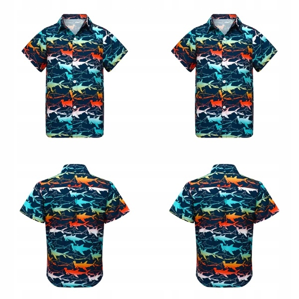 Koszula hawajska chłopięca casual krótki rękaw regular rozmiar L