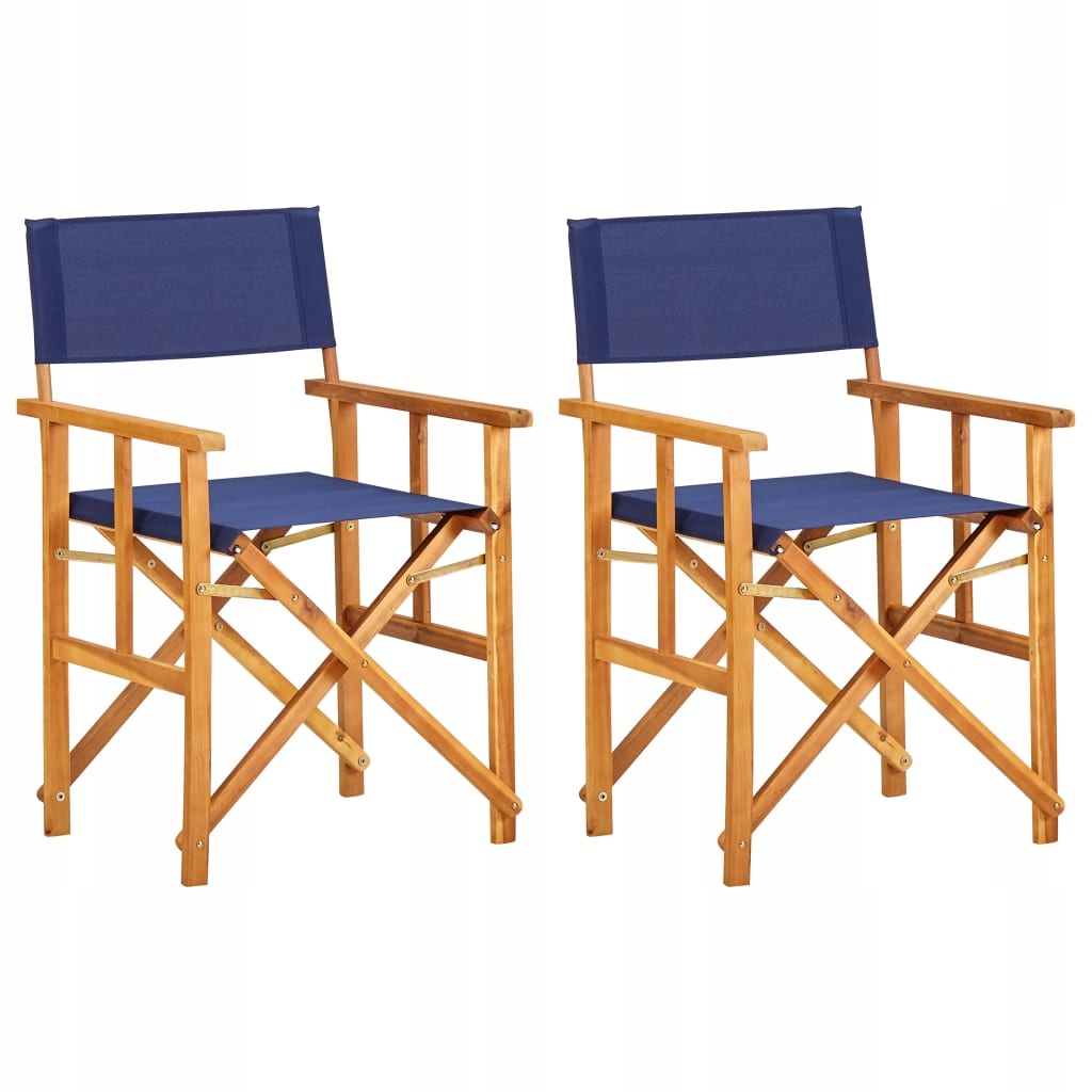 Krzesła reżyserskie, 2 szt., lite drewno akacjowe,