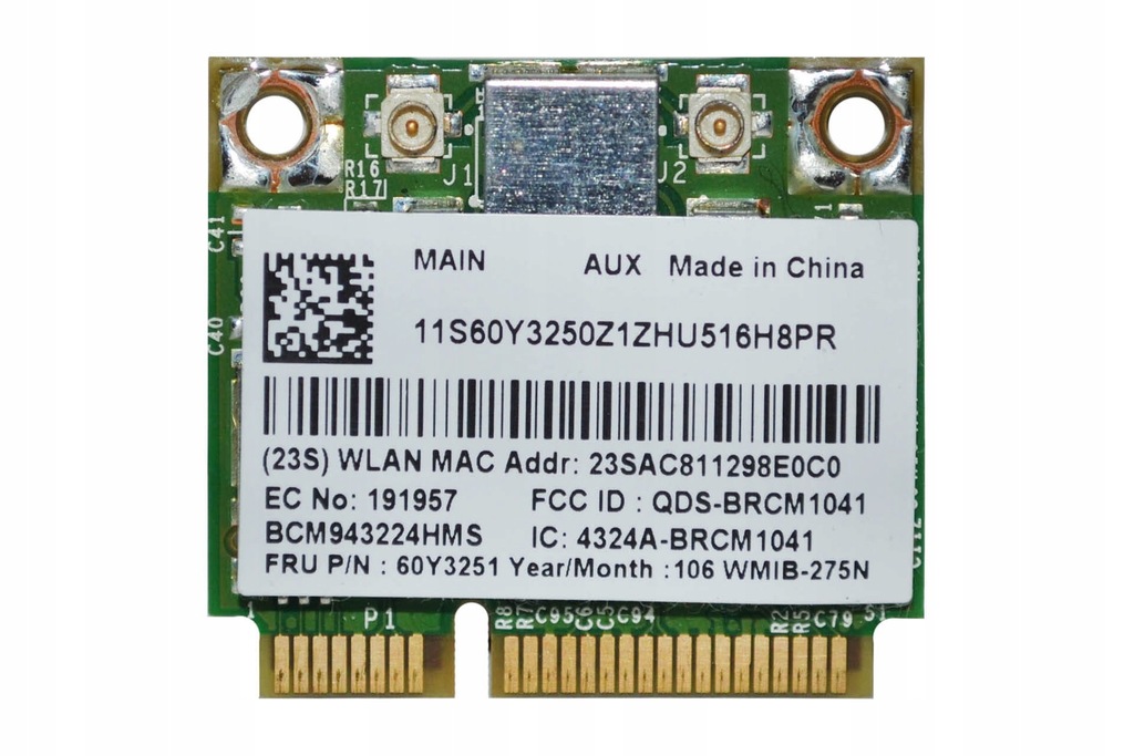 WLAN Broadcom BCM943224HMS do Lenovo 60Y3250