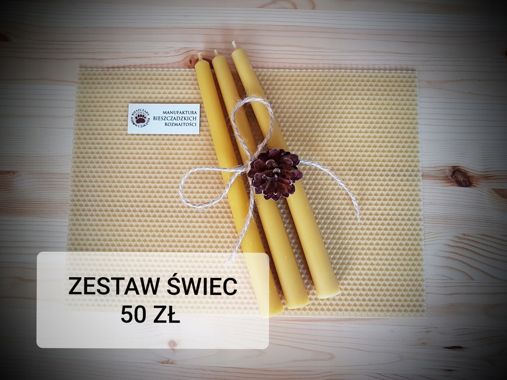 ZESTAW ŚWIEC Z WOSKU PSZCZELEGO