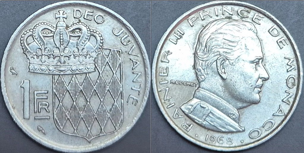 Monako 1 frank 1968r. KM 140 Rainer III