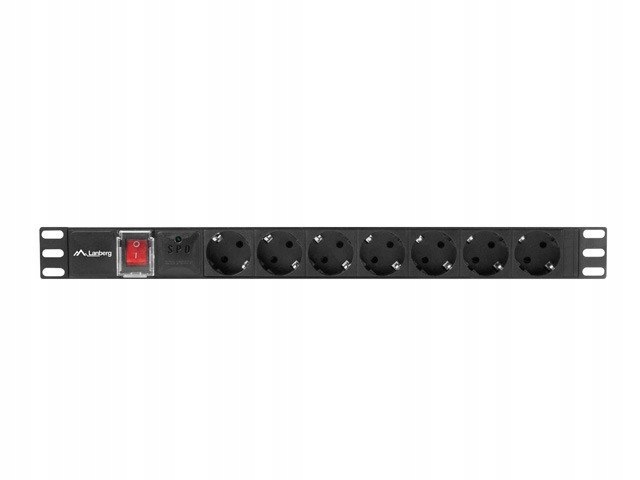 LISTWA ZASILAJĄCA RACK PDU 19" LANBERG 1U 10A 7X SCHUKO 2M CZARNA C14