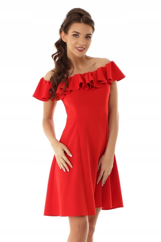 Rozkloszowana sukienka hiszpanka czerwona 42 XL