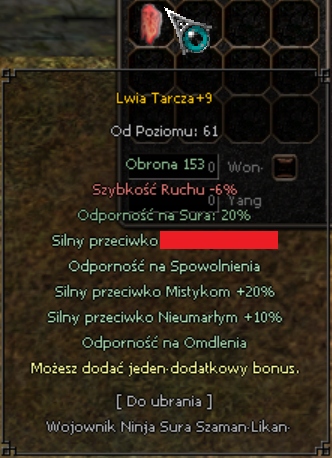 Metin2 LUNA Lwia Tarcza +9 5b NNO NNS 10 DT