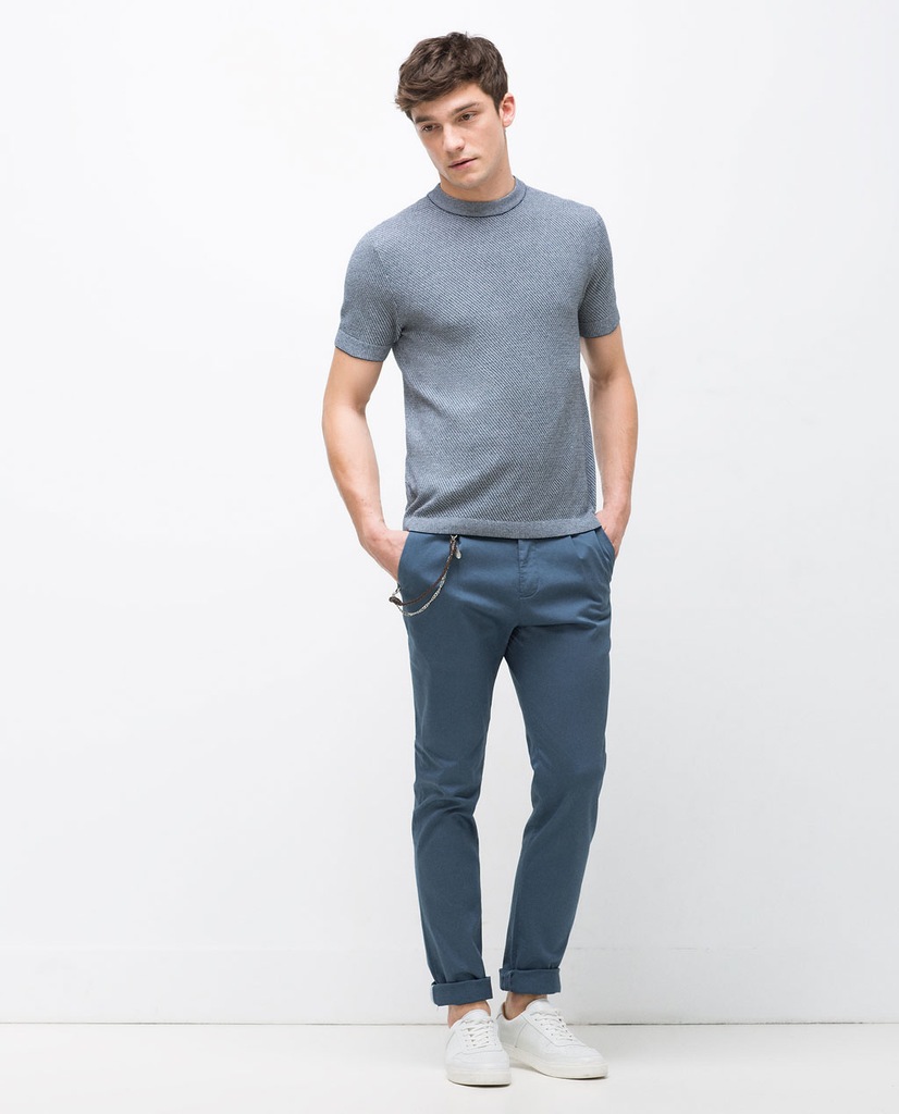 ZARA MAN 42 STYLOWE NIEBIESKIE SPODNIE CHINOS U49