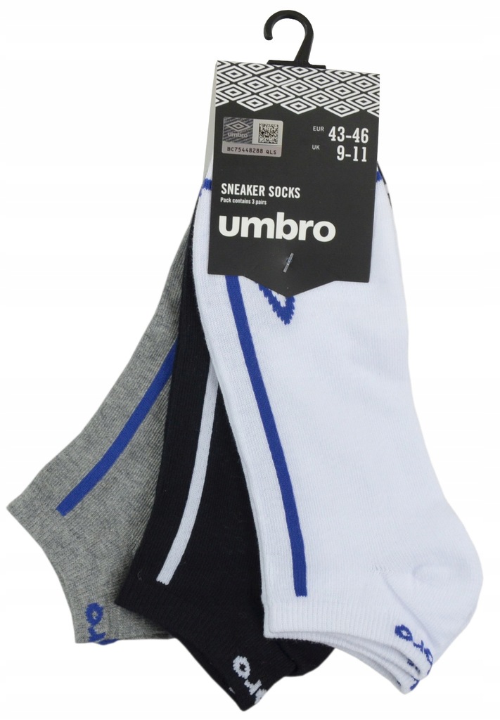 UMBRO Skarpety stópki 3pak męskie, 3 kolory, 39/42